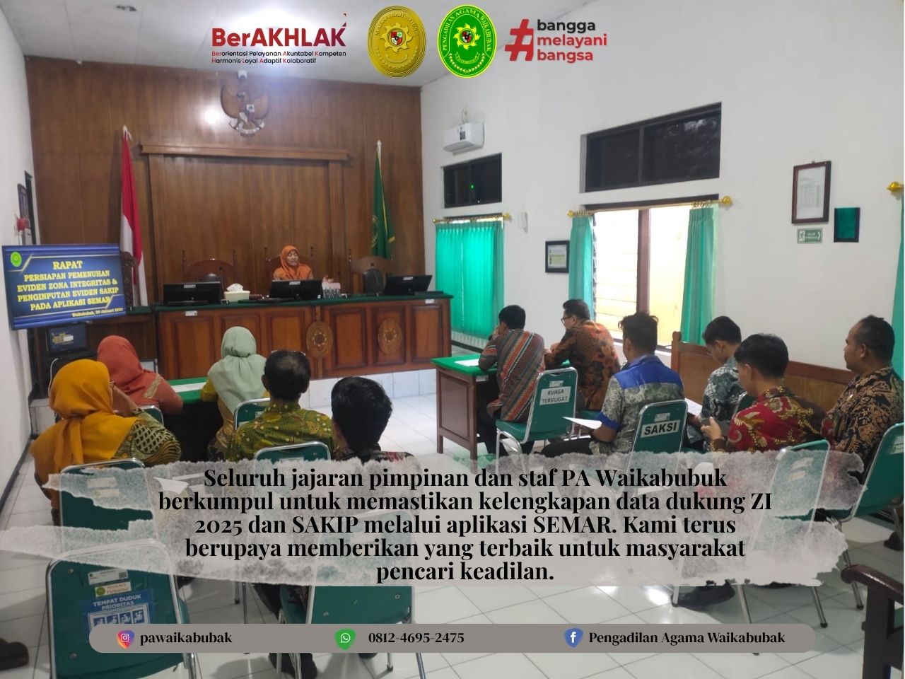 Akselerasi Peningkatan Kinerja, PA Waikabubuk Gelar Rapat Tindak Lanjut Eviden ZI dan SAKIP 2026