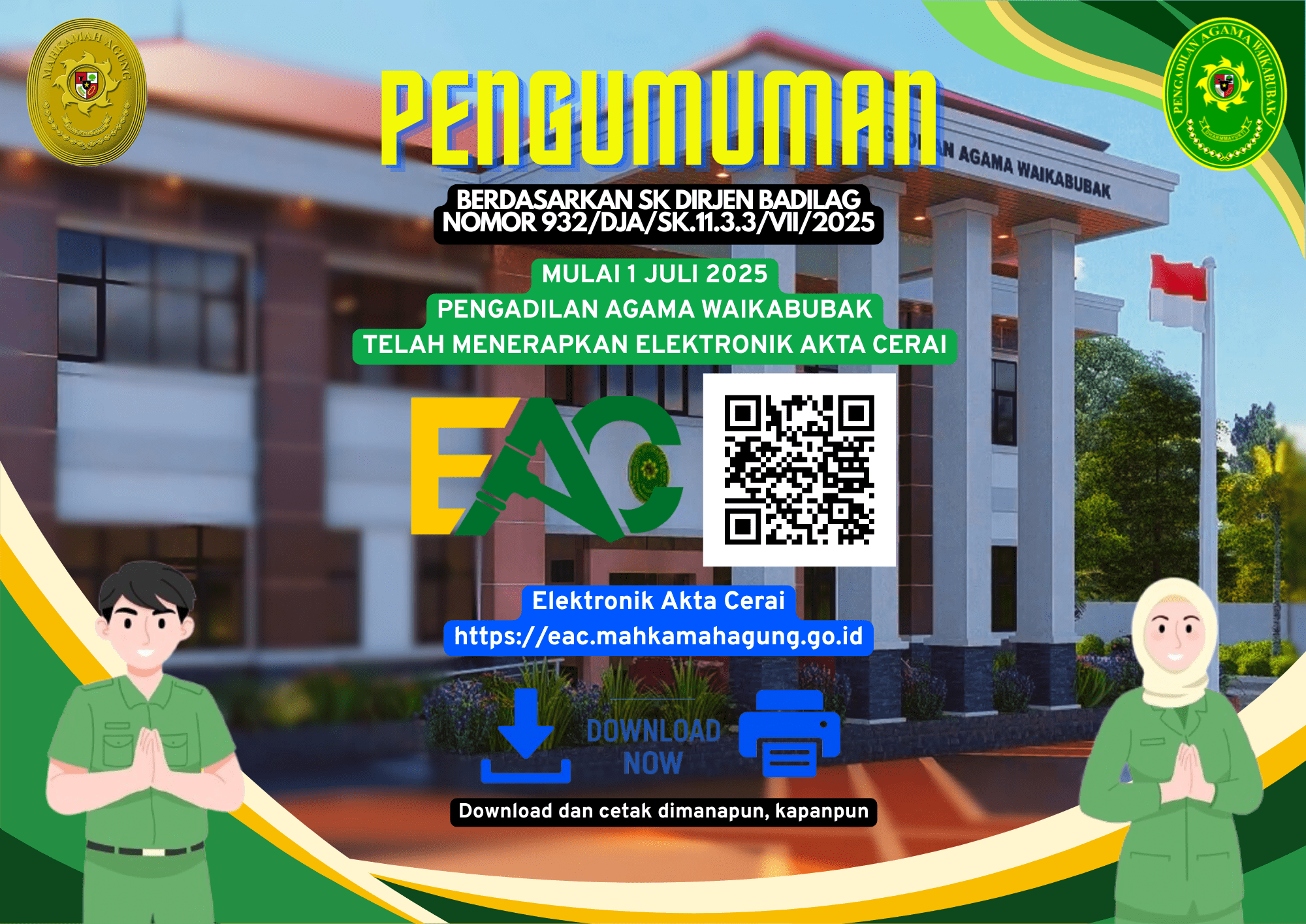 PA Waikabubak Terapkan Elektronik Akta Cerai (EAC) Mulai 1 Juli 2025