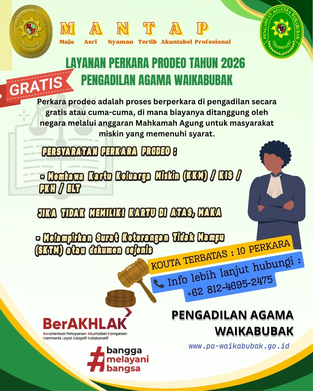 Pengadilan Agama Waikabubak Sediakan Layanan Perkara Prodeo Tahun 2026