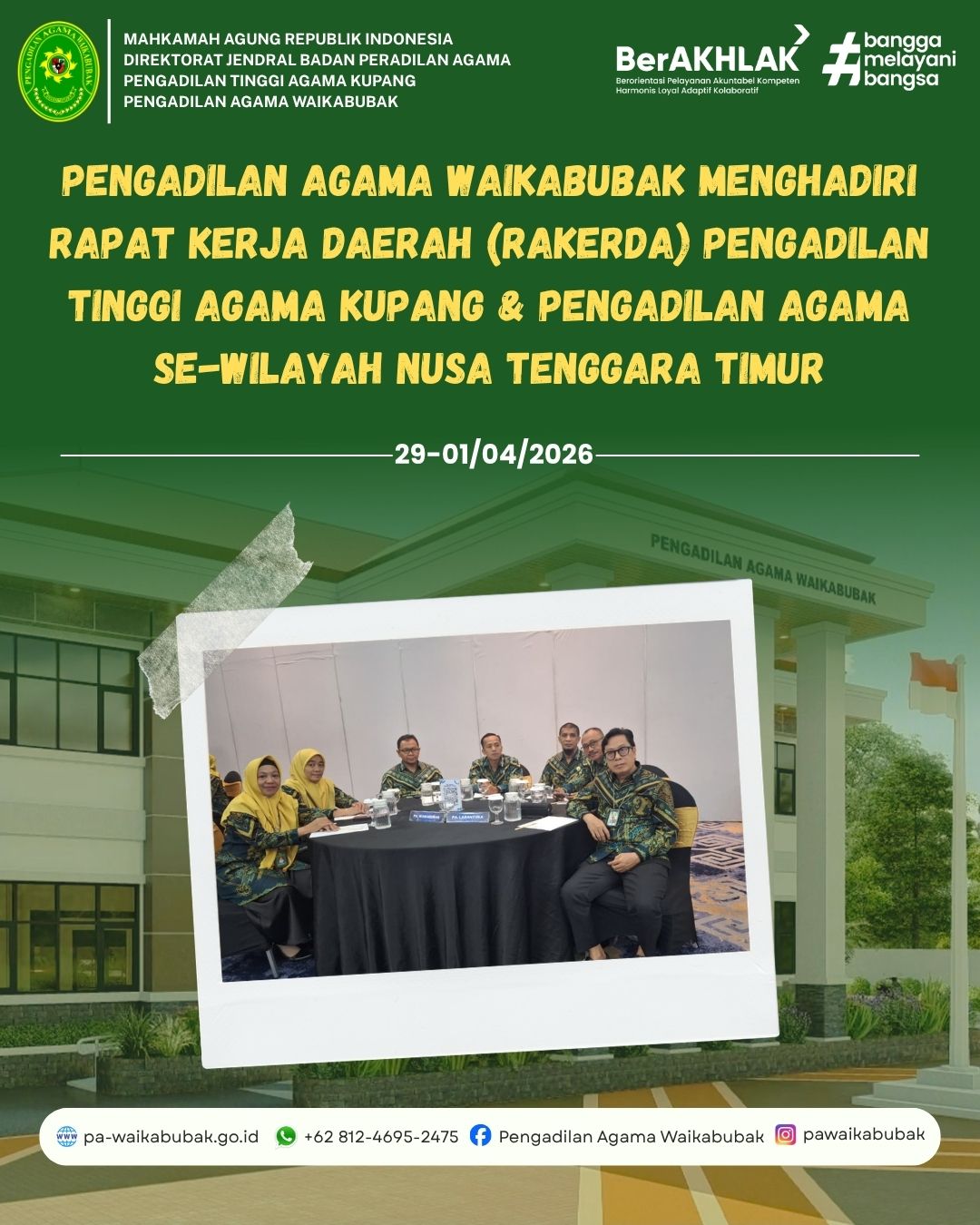 Pimpinan PA Waikabubak Hadiri Rakerda PTA Kupang Tahun 2026