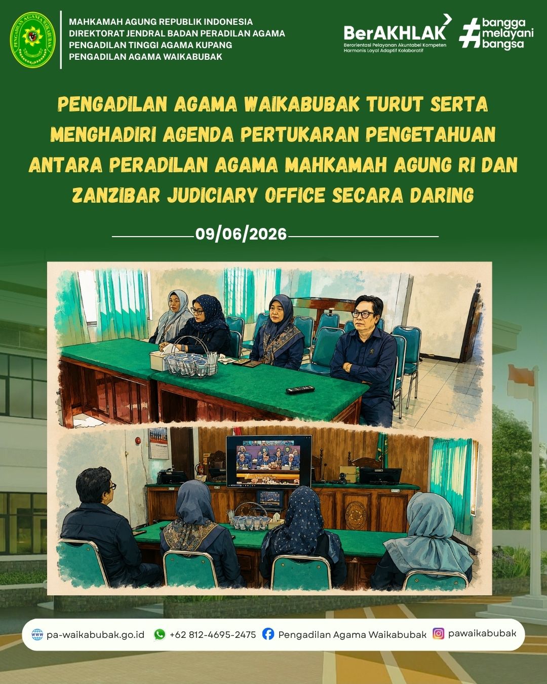 Pimpinan Pengadilan Agama Waikabubak Ikuti Pertukaran Pengetahuan Daring dengan Zanzibar Judiciary Office