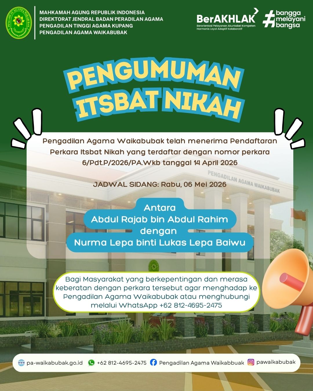 PENGUMUMAN PERKARA ITSBAT NIKAH 🏛️📢