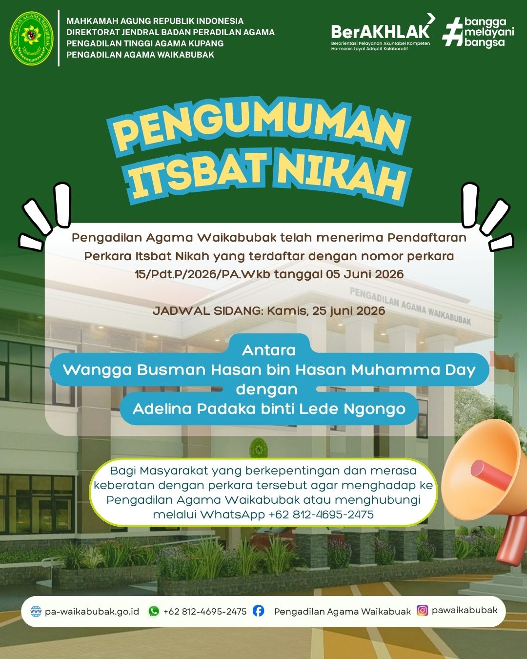 PENGUMUMAN PERKARA ITSBAT NIKAH 🏛️📢