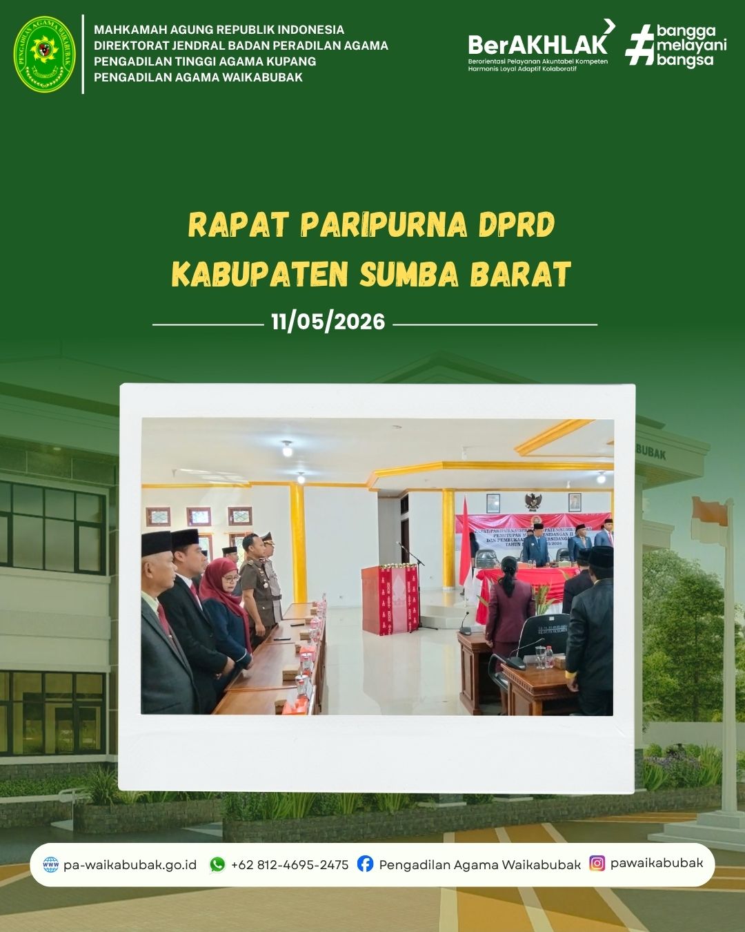 Pengadilan Agama Waikabubak menghadiri undangan Rapat Paripurna DPRD Kabupaten Sumba Barat