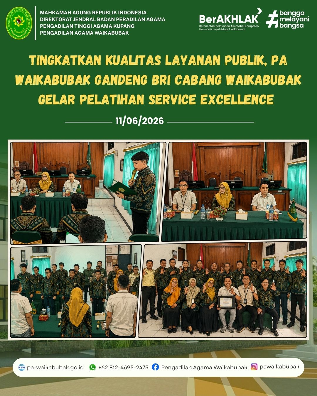 Tingkatkan Kualitas Layanan Publik, PA Waikabubak Gandeng BRI Cabang Waikabubak Gelar Pelatihan Service Excellence