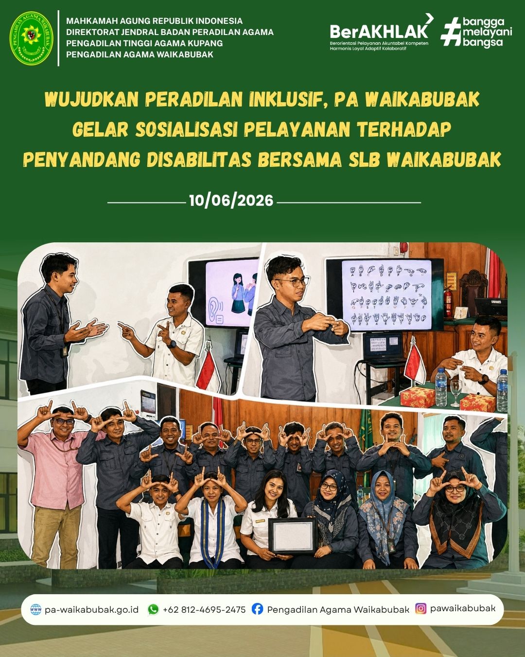 Wujudkan Peradilan Inklusif, PA Waikabubak Gelar Sosialisasi Pelayanan Terhadap Penyandang Disabilitas Bersama SLB Waikabubak